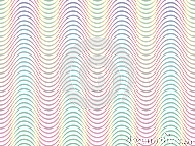 Background soft color of rainbow. Pattern from thin colored lines. Guilloche element. Protective layer for banknotes, diplomas and Vector Illustration