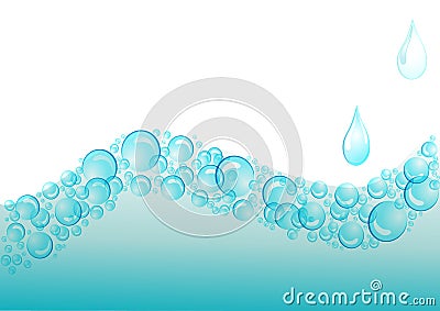 Background with spume and drop of water Vector Illustration