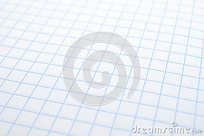 Background of squared notebook sheet. Grid paper copybook. Light white background on the topic of school, study and learning. Stock Photo