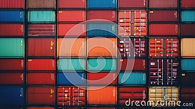 Background of Stack of Cargo Containers at Port Stock Photo