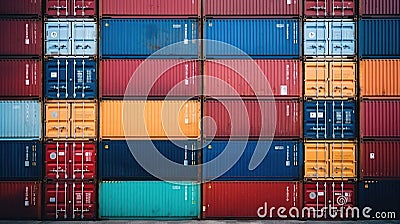 Background of Stack of Cargo Containers at Port Stock Photo