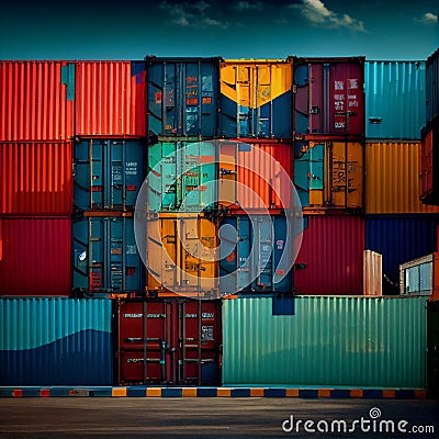 Background of Stack of Containers at a Port Stock Photo