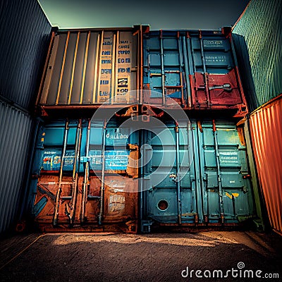 Background of Stack of Containers at a Port Stock Photo