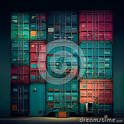 Background of Stack of Containers at a Port Stock Photo