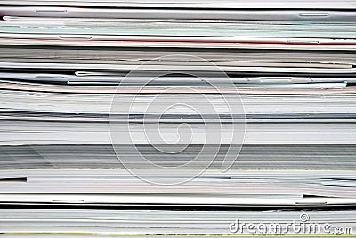 Background from stacked magazines, brochures, notebooks, catalogs Stock Photo