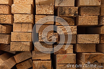 background of stacked, natural hardwood planks Stock Photo