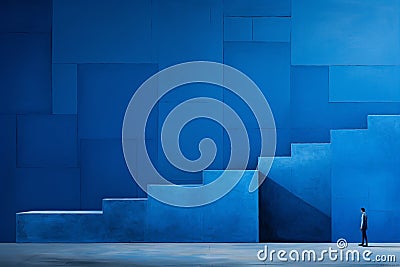 The background of the stairs is unbalanced. Abstract blue Stock Photo