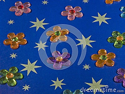 Background - stars and glittering flowers Stock Photo