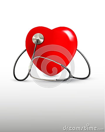 Background with a stethoscope and a heart. Vector Illustration