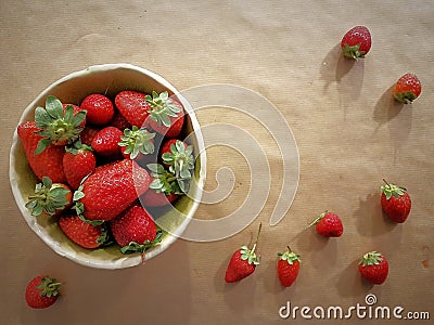 Background of strawberries for greetings and blessings: anniversaries, Valentine`s Day, birthdays, restaurant, love, friendship Stock Photo