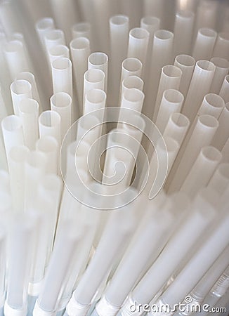 Compostable white straws one use Stock Photo