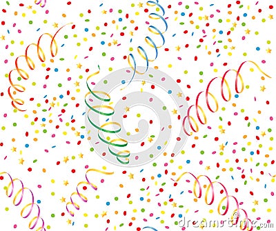 Background with streamer and confetti Vector Illustration