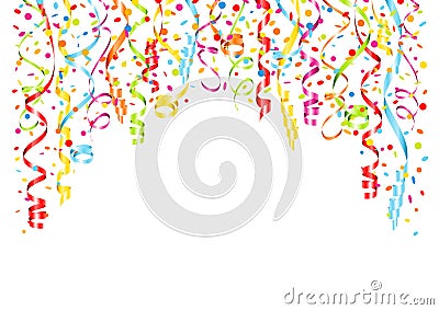 Background Streamers And Confetti Horizontal Vector Illustration