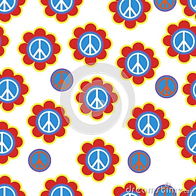 Background in the style of 60x. Psychedelic seamless pattern. Hi Vector Illustration