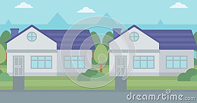 Background of suburban house. Vector Illustration