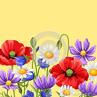 Background with summer flowers. Vector Illustration