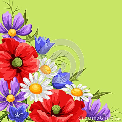 Background with summer flowers. Vector Illustration