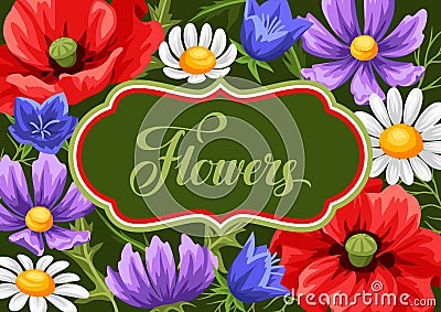 Background with summer flowers. Vector Illustration