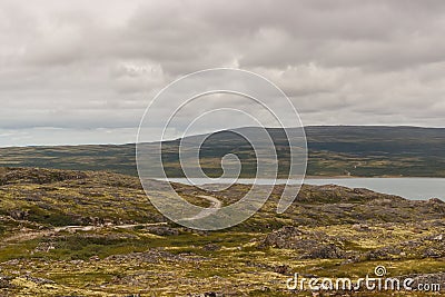 Background of the surroundings of the Barents Sea. musta tunturi Stock Photo