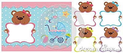 Background template with teddy bears Cartoon Illustration