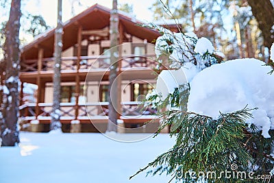 Background for a test or product with a blurred country house. Editorial Stock Photo