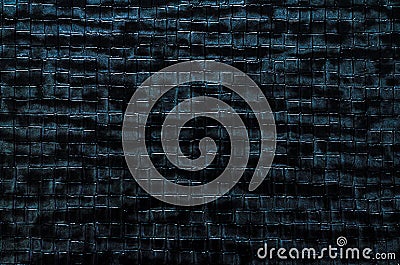 Background texture black crocodile leather, gridded, with blue tint Stock Photo