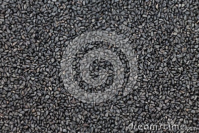 Background texture of black seed, nigella, kalonji Stock Photo