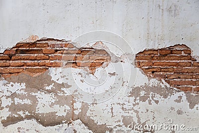 Background texture from brick wall with cracked plaster Stock Photo