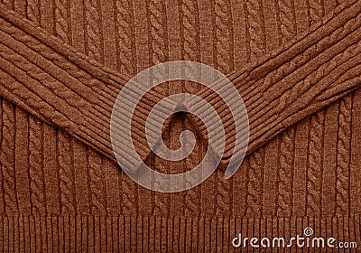 Background texture of brown knitted wool fabric Stock Photo