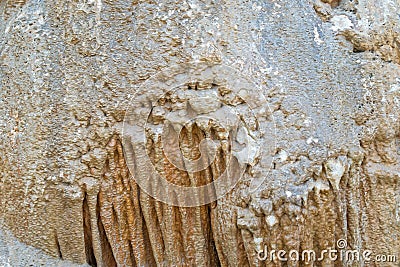 Background texture cave stone curtain photo of stalactite cavern Stock Photo