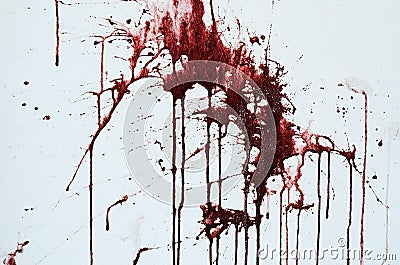 Background texture cement white wall with red blood-like paint Stock Photo