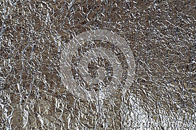 Background, texture creased silver foil Stock Photo