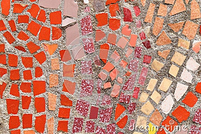 Background and texture of crushed tiles in a multicolored mosaic Stock Photo
