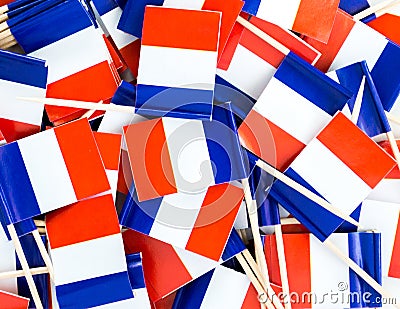 Background texture - a jumble of tricolor French flag toothpicks Stock Photo