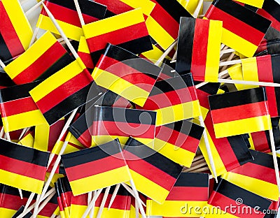 Background texture - a jumble of tricolor German flag toothpicks Stock Photo