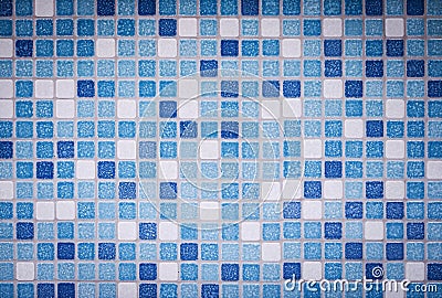 Background and texture of Mosaic tiles in blue, azure and white on decorative wall Stock Photo