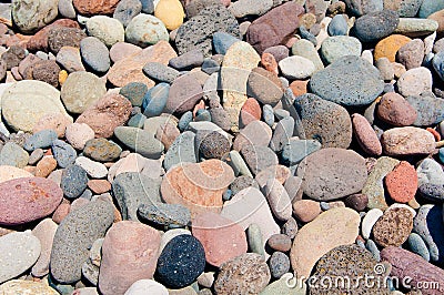 Background texture of multi colored beach stones Stock Photo