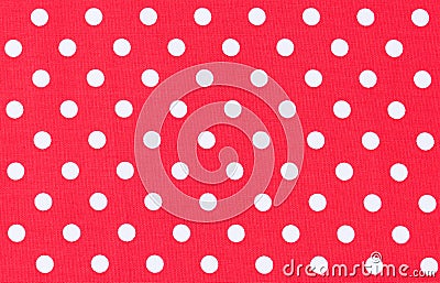 White dots on red fabric, polka dot pattern background texture Stock Photo