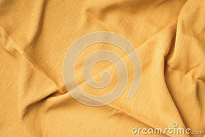 Background texture of yellow fabric texture. Copy space. Top View of cloth textile surface. Abstract backdrop for design Stock Photo