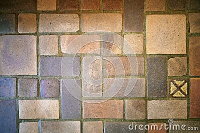 Textured Background of Old 1920`s Stone and Brick Mansion Floor Stock Photo