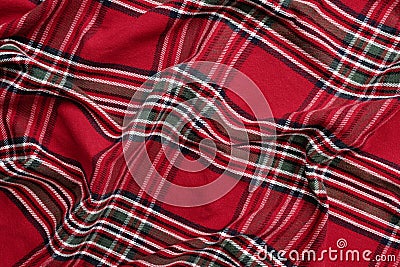 Background of traditional checkered christmas red fabric Stock Photo