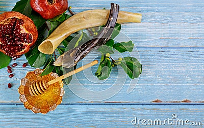 Background with traditional food for Yom Kippur Stock Photo