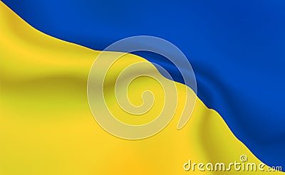 Background Ukraine Flag in folds. Banner. Eastern Europe, illustration. Realistic soft shadows. Vector Vector Illustration