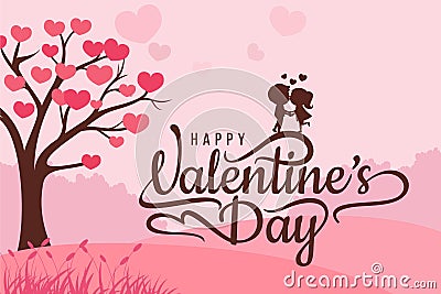Background Valentine Day. of a couple kissing Vector Illustration