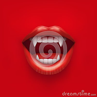 Background of vampire mouth with open lips Stock Photo