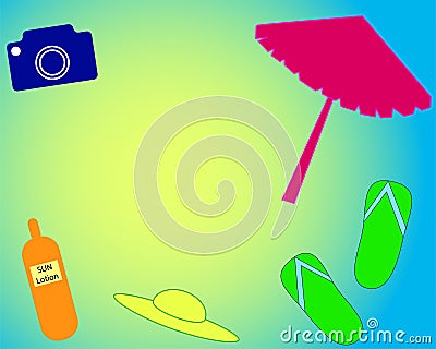 Things for a perfect holiday at the seaside Stock Photo