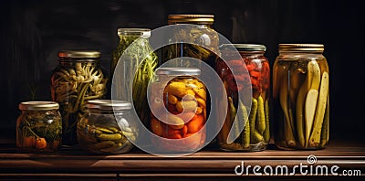 Background vegetable canned food jar homemade organic canning Stock Photo