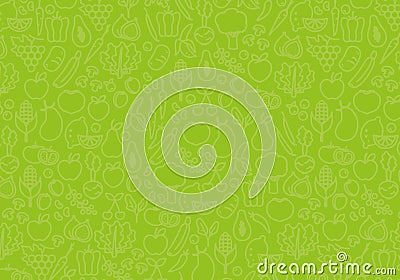 Background of vegetables. Green food pattern. Vector Illustration