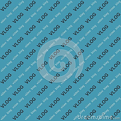 Background, video blog vlog word text angle vector seamless pattern for live steam substitution Chromakey seamless background Vector Illustration