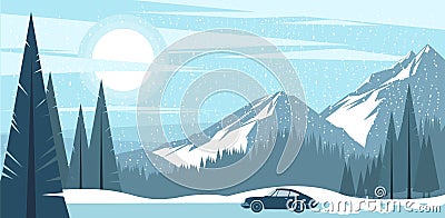 Background view of a frosty winter mountains Vector Illustration